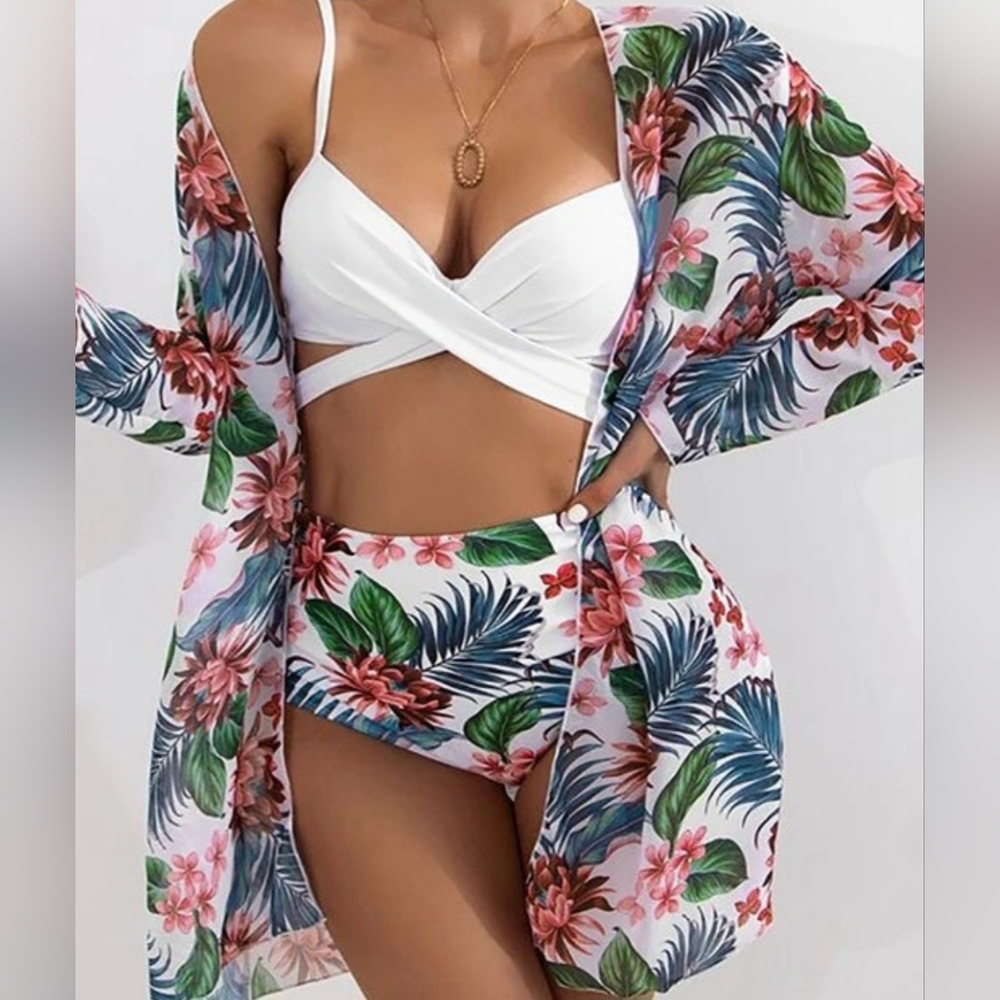 Never Worn-Tropical Bikini 3 pc Set